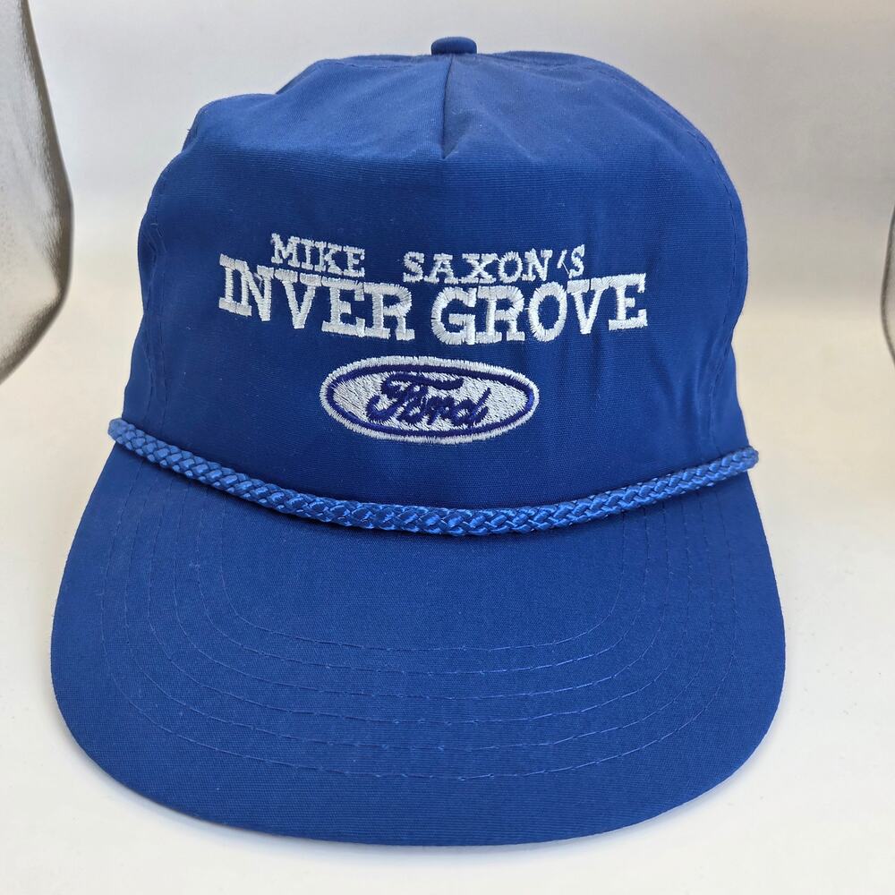 Vintage Mike Saxon's Inver Grove Ford Rope Snapback Hat OSFA Dealership Cap